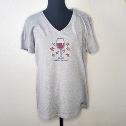 NWT Life Is Good Grey Shortsleeved Shirt “cheers To Fall” Too Size: Large   