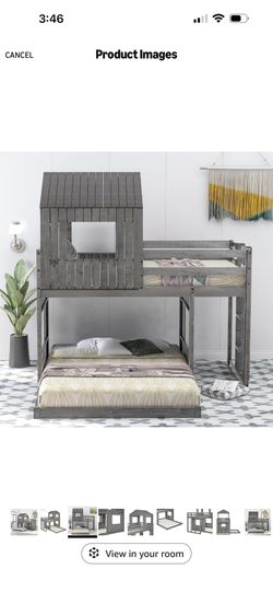 Treehouse Wooden Bunkbed, Twin Over Full