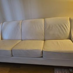 White Leather Couch And Ottoman