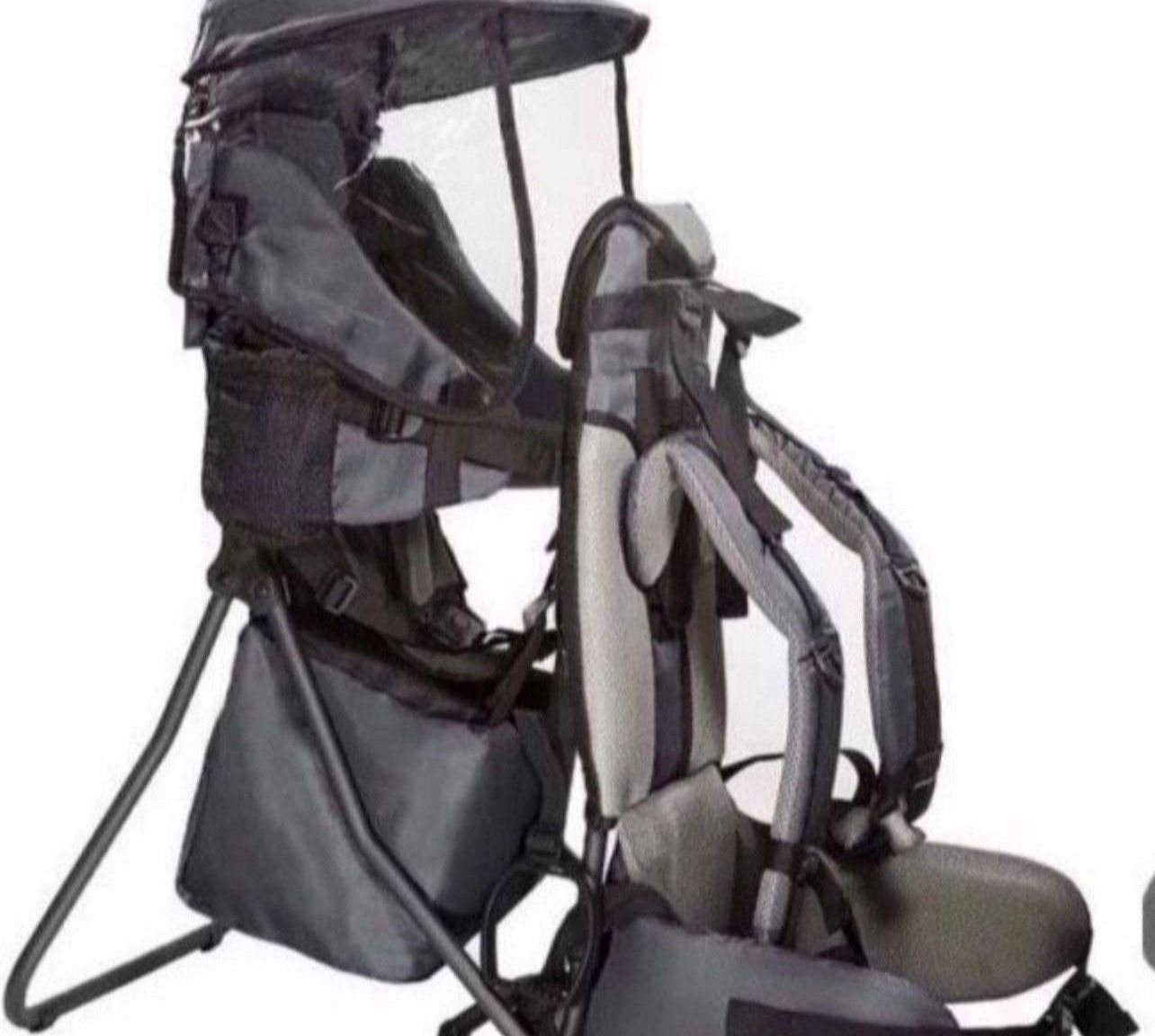 ClevrPlus Cross Country Baby Backpack Carrier, Gray, Toddler Hiking Backpack with Comfortable Seat, Adjustable Straps & Belt, Foldable Frame Lightwei