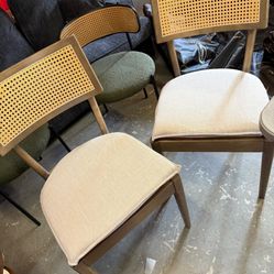 Libby Light Brown Wood and Natural Cane Dining Chair