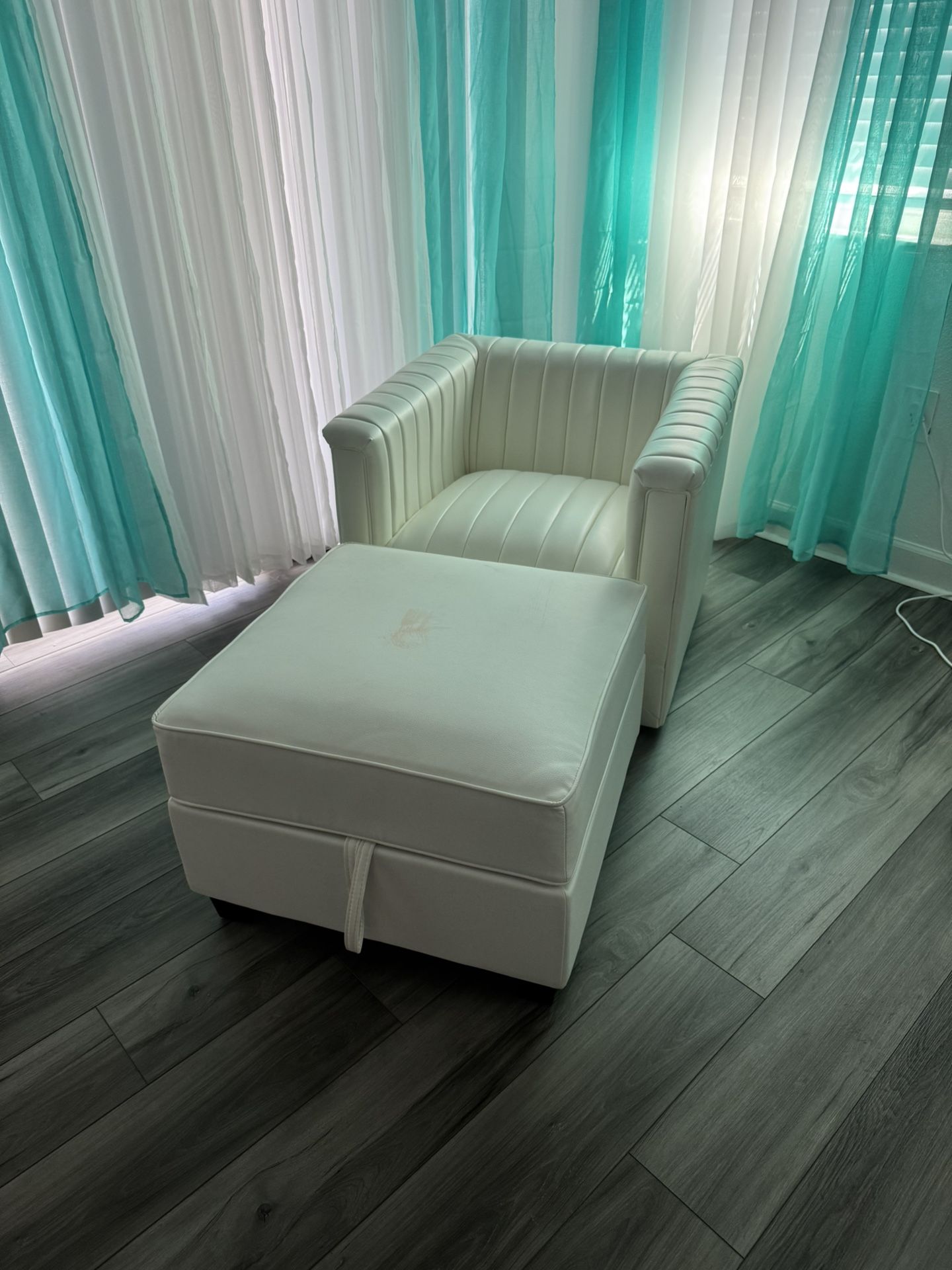 White Chair And Ottoman
