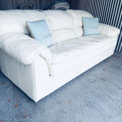 Luxurious Upscale Natuzzi Italian Leather Coastal Queen Sleeper Sofa(Mattress Never Used)