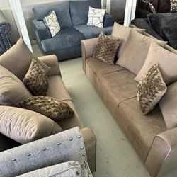 NEW DARK BROWN SOFA & LOVESEAT 