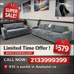 Corduroy 2 Piece Sofa And Loveseat Set 