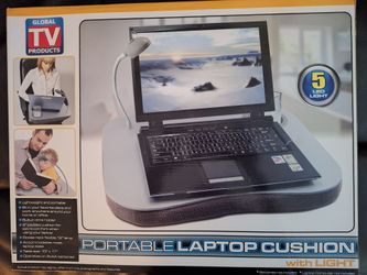Portable laptop cushion with light