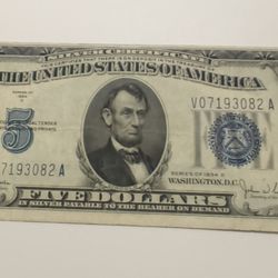 1934D $5 Silver Certificate Blue Seal Note