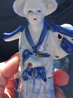 Japanese Lady Fishing Figurine