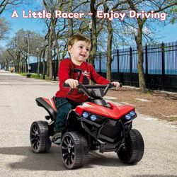 6V Kids ATV Ride on Car, Battery Powered Electric Ride on Toys for Toddlers with LED Lights, Music, Forward/Backward & Wear-Resistant Wheels, for 2-5 