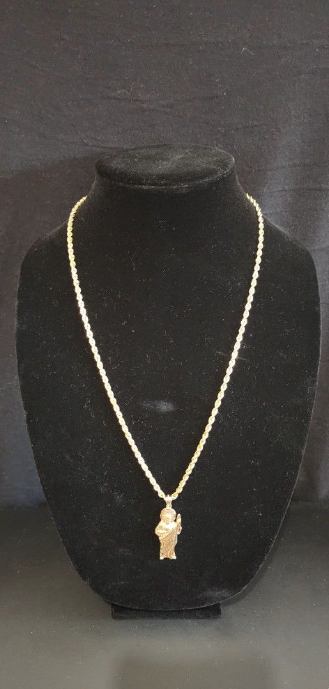 14k Rope Chain With Pendant