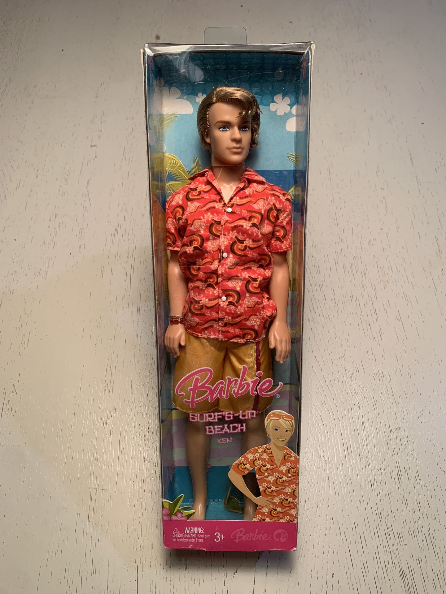 Brand new ( in box never opened) - Barbie Surf's Up Beach Ken Doll w Rooted Hair & Hawaiian Shirt 2007 Mattel L9548