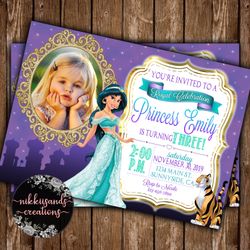 Princess jasmine invitations