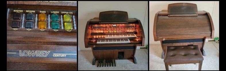Vintage Lowrey Century Organ w/ Bench - Beautiful Home Organ - Works Great