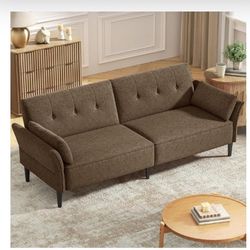 89” Futon Sofa Bed Brown VelveNew