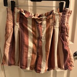 Fits like a large Madewell Striped Button-Front Shorts, Size 6 — Zipper & Button Waist, Casual Summer Style