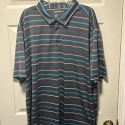 Reebok Gray Green White Striped 4XL Golf Polo Shirt Short Sleeve