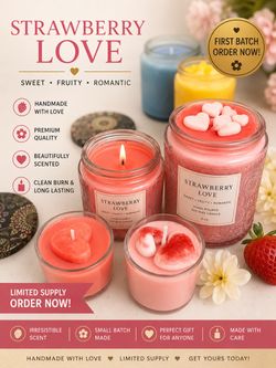 Strawberry Love Hand Poured Soy Wax Candle