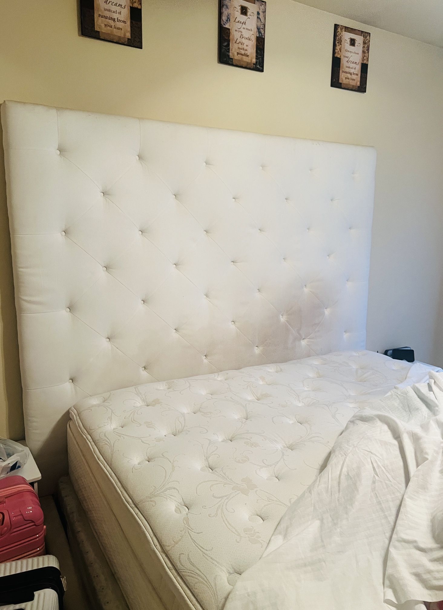 King Sized Bed Cream Color