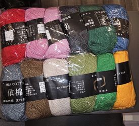 12 Colors Milk Cotton Yarn, Crochet Cotton Knitting Thread Soft Warm Baby Yarn