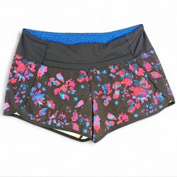 Lululemon Speed Up Running lined Shorts Splatter Pink Blue Black Womens size 8