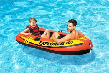 Inflatable Boat Series Dual Air Chambers Welded Oar Locks Grab Handles Bow Rope Sporty Design, NEW IN A BOX, NEVER OPEN.
Size: 2 Person
100% Plastic