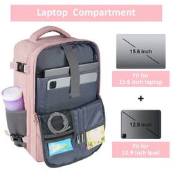 Solid Color Travel Backpack Women, Carry On TSA approved, Independent 15.6 inch laptop compartment.