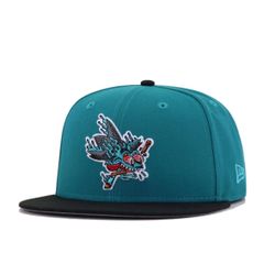 New San Jose Sharks Santa Cruz Freak Black Teal New Era Fitted 7  3/8 GrayUV Sold Out 