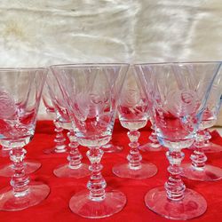 Water Goblet Rose etched by FOSTORIA