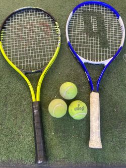 Wilson and Prince Tennis Rackets with 3 Balls