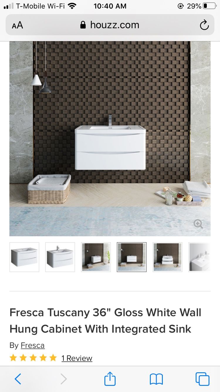 Fresca white wall hung vanity