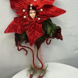 Department 56 Patience Brewster Christmas Krinkles Red Poinsettia Figure 8”