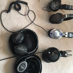 5 Pairs Of Audio Technica Headphones