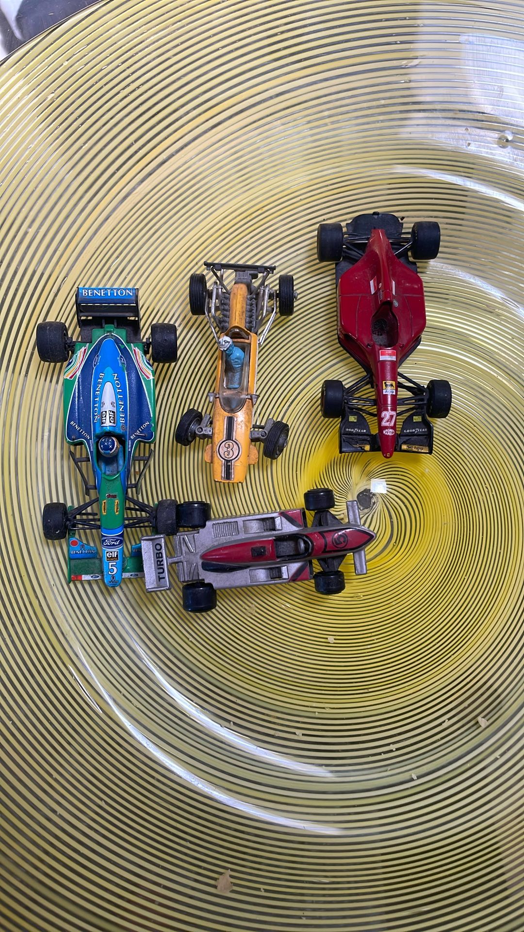 Vintage Formula One toy race cars