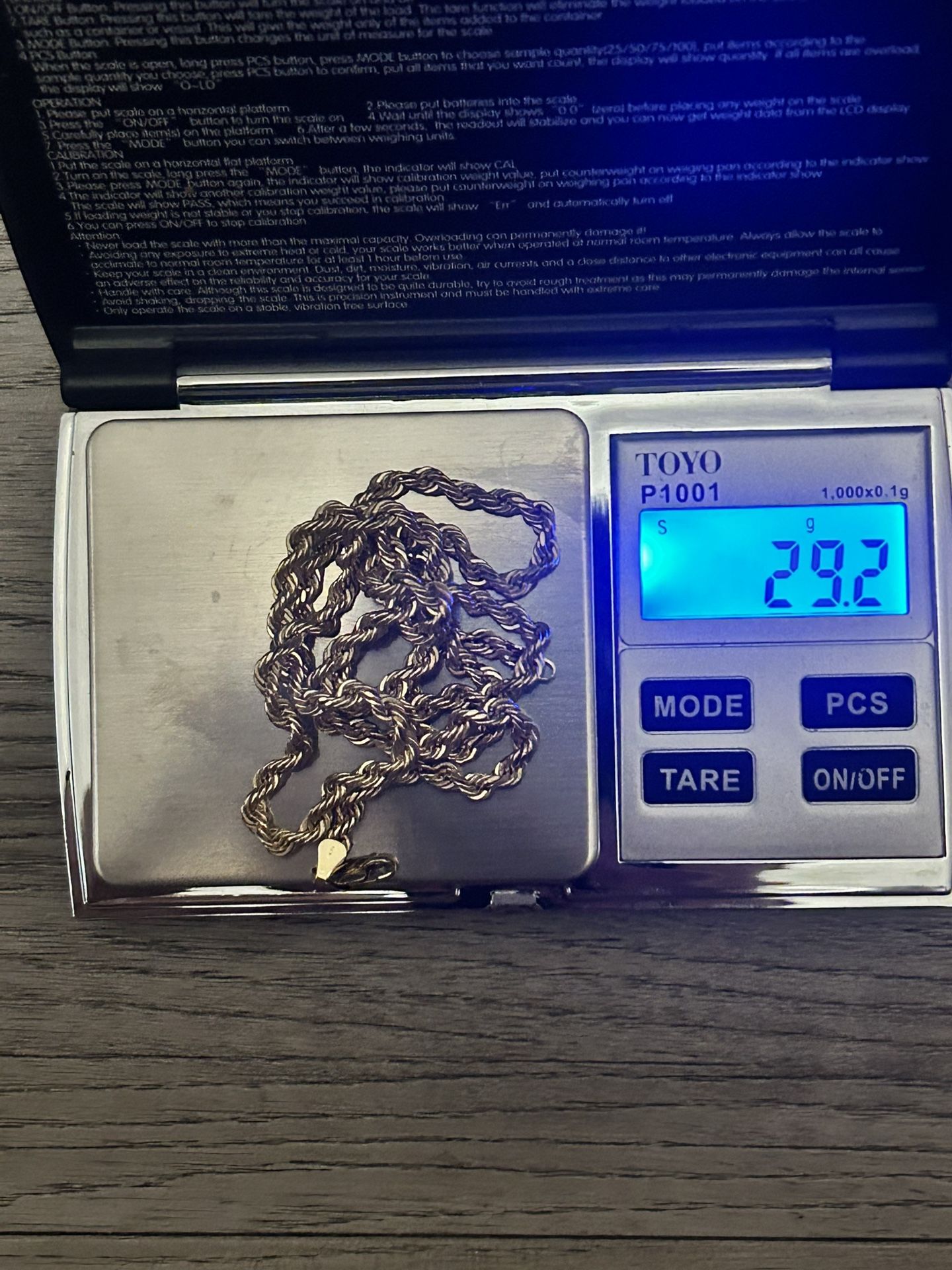 Solid 14k real gold rope chain