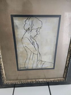 28 in wide by 30 in tall Wood framed with glass wall art - $2.00