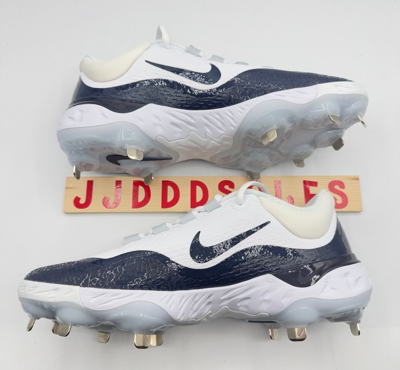 Nike Alpha Huarache Elite 4 White Navy Baseball Cleats  display picture 1