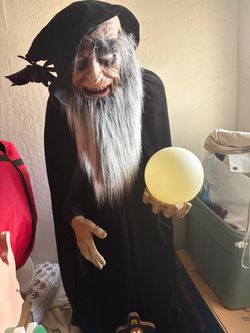 Animated Halloween Witch Figure with Crystal Ball