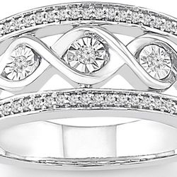 Sterling Silver Women's Diamond Ring Band