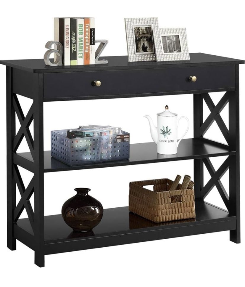 Black Console Table W/ Drawer 610907