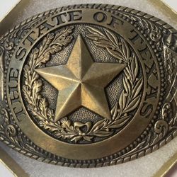 Vintage Belt Buckle Brass Tony Lama The Great State Of Texas