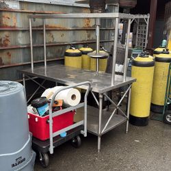 Huge Stainless Steel Kitchen Rack Roughly 6 Feet Long 