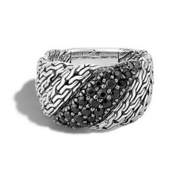 JOHN HARDY Classic Chain Black Sapphire Lava Flat Twisted Chain Ring Silver 7