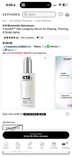K18 Biomimetic Hairscience Future|Q™M Hair Longevity Serum for Graying, Thinning, & Scalp Aging