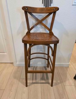 Wood Cross-Back Bar Stool