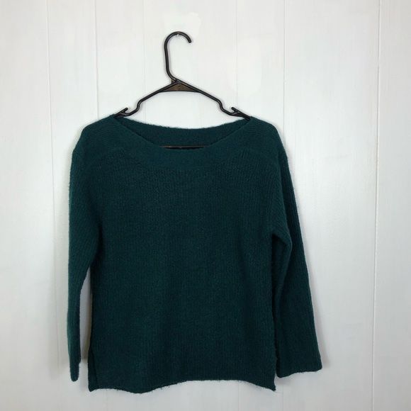 Leith Green Ribbed Knit Sweater Sz S