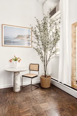 CB2 Babylon 30 Inch Round Bistro Marble Dining Table Grey - New York, NY