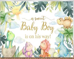 Dino baby shower banner