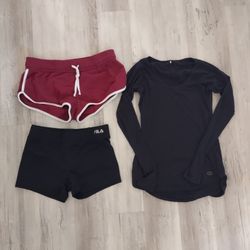 Three Items Set. Fila Shorts Medium Sport Shorts Medium Soft Long Sleeve Small