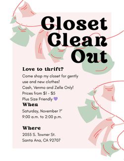 Closet Sale November 1st @ 9:00 am