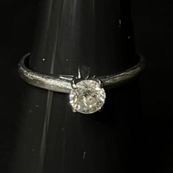 14k Solid White Gold .57ct Round Cut Diamond Engagement Ring  Size 9 